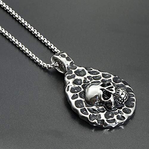 WDBAYXH Gargantilla con Colgante de Cabezas de Esqueleto de Calavera de Plata Vintage,Collar Fresco de Personalidad Gótica Punk de Acero Inoxidable con Cadena,Regalo de Joyería para Hombres Mujeres