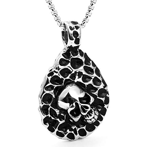 WDBAYXH Gargantilla con Colgante de Cabezas de Esqueleto de Calavera de Plata Vintage,Collar Fresco de Personalidad Gótica Punk de Acero Inoxidable con Cadena,Regalo de Joyería para Hombres Mujeres