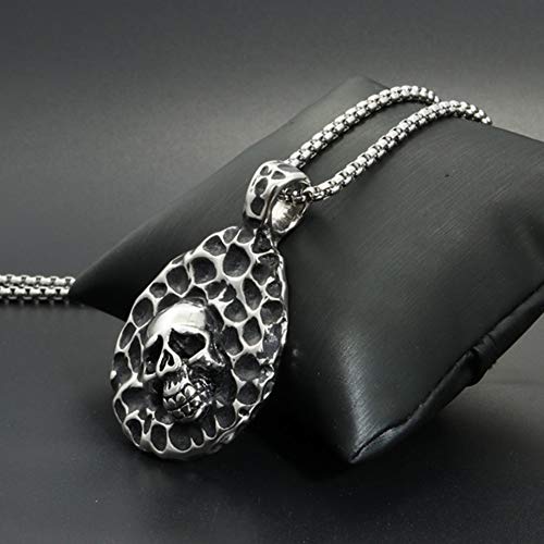 WDBAYXH Gargantilla con Colgante de Cabezas de Esqueleto de Calavera de Plata Vintage,Collar Fresco de Personalidad Gótica Punk de Acero Inoxidable con Cadena,Regalo de Joyería para Hombres Mujeres