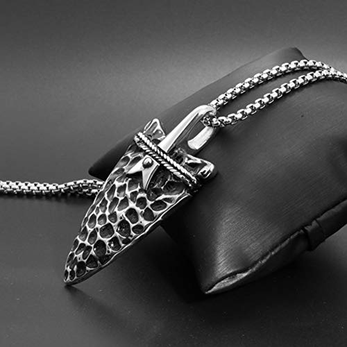 WDBAYXH Unisex Vintage Plata Acero Inoxidable Cool Spear Point Arrowhead Arrow Colgante Collar, Rock Hip Hop Collar y Cadena de Joyería, Regalo de Joyería para Hombres y Mujeres