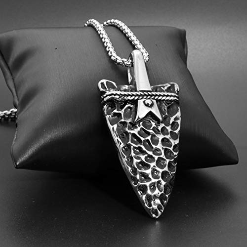 WDBAYXH Unisex Vintage Plata Acero Inoxidable Cool Spear Point Arrowhead Arrow Colgante Collar, Rock Hip Hop Collar y Cadena de Joyería, Regalo de Joyería para Hombres y Mujeres