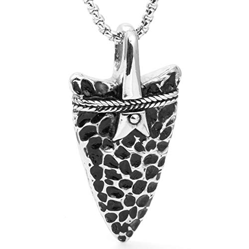 WDBAYXH Unisex Vintage Plata Acero Inoxidable Cool Spear Point Arrowhead Arrow Colgante Collar, Rock Hip Hop Collar y Cadena de Joyería, Regalo de Joyería para Hombres y Mujeres