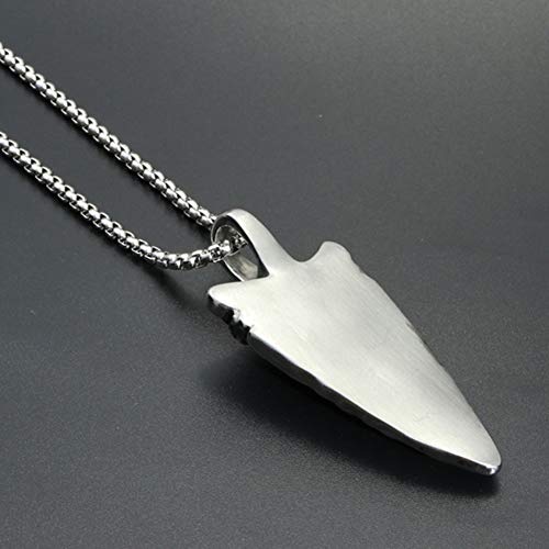 WDBAYXH Unisex Vintage Plata Acero Inoxidable Cool Spear Point Arrowhead Arrow Colgante Collar, Rock Hip Hop Collar y Cadena de Joyería, Regalo de Joyería para Hombres y Mujeres