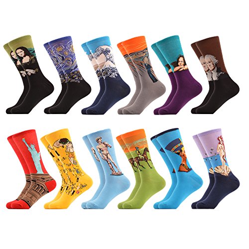 WeciBor Calcetines Hasta La Pantorrilla Para Hombre Estampados Hombres Ocasionales Calcetines Divertidos Impresos de Algodón de Pintura Famosa de Arte Calcetines de Colores de moda