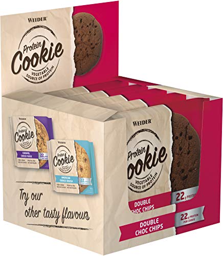 Weider Protein Cookies Double Choco Chip 12 x 90g. Galleta de proteínas 100% vegana.