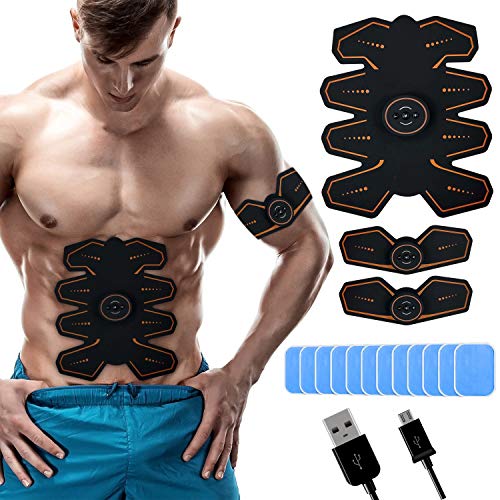 WeightWorld Electroestimulador Muscular Abdominales - Estimulador Eléctrico USB Recargable, para Abdomen, Brazos, Piernas y Cintura, Masajeador y Reductor Abdominal 8 Nodos, Tonificador Muscular