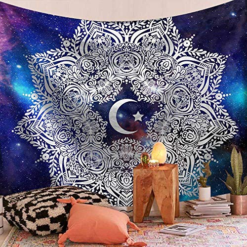 WERT Tapiz de Mandala Indio Chakra Sun Moon Hippie Alfombra de Granja decoración de Dormitorio A10 95x73cm