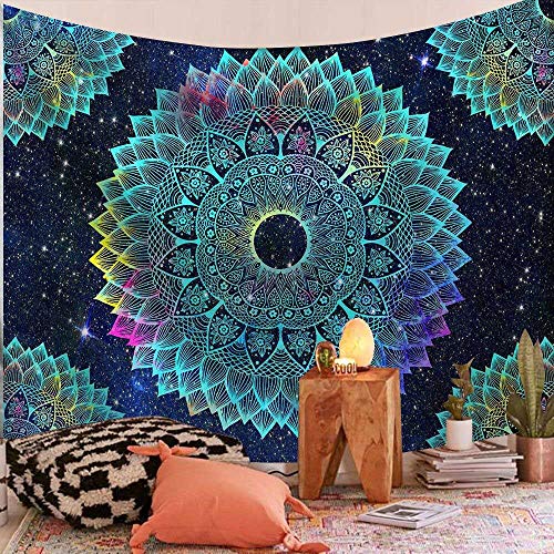 WERT Tapiz de Mandala Indio Chakra Sun Moon Hippie Alfombra de Granja decoración de Dormitorio A10 95x73cm