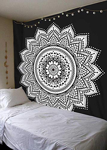 WERT Tapiz de Mandala Indio para Colgar en la Pared, Manta de Alfombra para la Playa, Tienda de campaña, colchón de Viaje, Tapiz para Dormir Bohemio A14 95x73cm