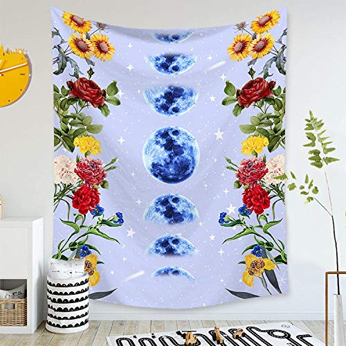 WERT Tapiz Estrellado de Luna psicodélica para Colgar en la Pared, Alfombra de Cielo, Tapiz de Dormitorio, Accesorios de decoración de Mariposas A14 150x130cm