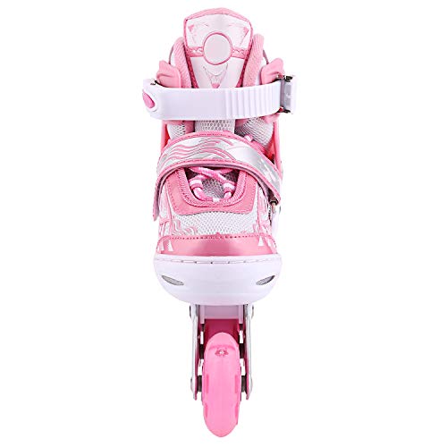 WeSkate Patines en Línea para Niños con Ruedas Luminosas Inline Skates/Rollerblade de Malla Transpirable para Niñas y Niños Tamaño 31-42(Rosa, Azul)