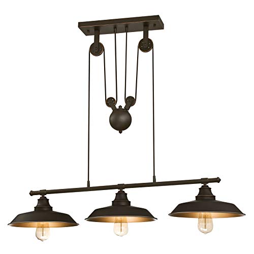 Westinghouse Lighting Three-Light Indoor Island Pulley Pendant Poleas, Bronce Aceitado, Lámpara de techo colgante con 3 luces