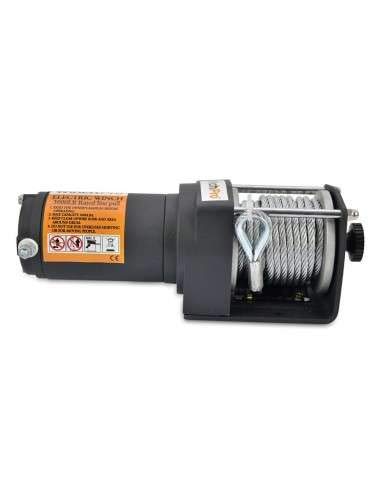 WinchPro - Cabrestante Eléctrico 12V 1360kg/3000lbs, 12m De Cuerda De Acero, 2 Mandos A Distancia (1 Inalámbrico, 1 Cable), Placa De Montaje, Ideal Para Atv, Buggies, Remolques, Quads Y Barcos