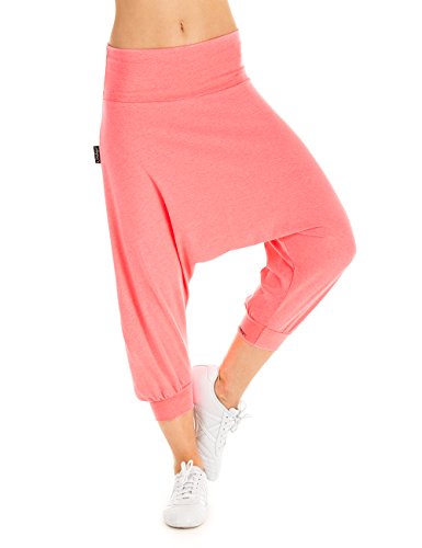 Winshape Deporte para Mujer Dance para Fitness y Uso Cotidiano Sport Pantalones de harén Rosa Coral neón Talla:Medium