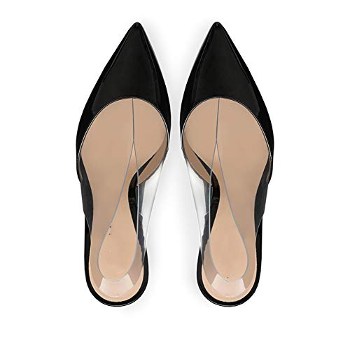 WMZQW Sandalias de Tacón Alto Puntiagudas para Mujer Estilete de Boda Zapatos de Fiesta para La Mascarada, Fiesta, Bar,Negro,42