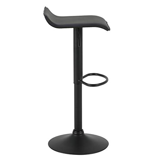 WOLTU 2X Taburete de Bar Acero Cromado Piel Sintética Sillas Alta Taburete Cocina Silla de Comedor, Paquete de 2 Unidades Negro