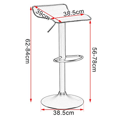 WOLTU 2X Taburete de Bar Acero Cromado Piel Sintética Sillas Alta Taburete Cocina Silla de Comedor, Paquete de 2 Unidades Negro