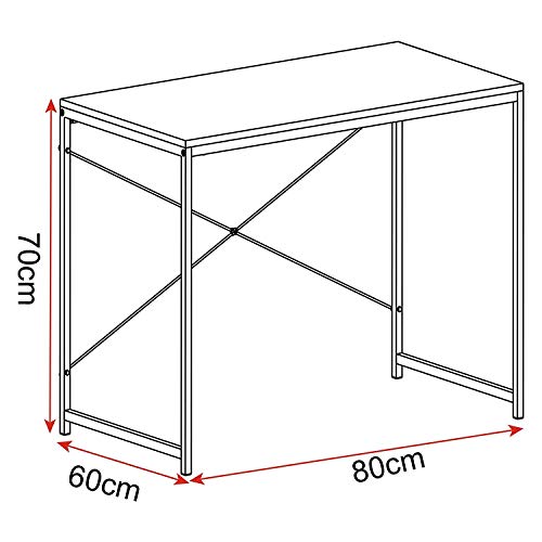 WOLTU Escritorio de Computadora Muebles de Oficina Mesa de PC Mesa de Oficina de Madera y Acero, con Estante TSB03whe Blanco + Roble Claro