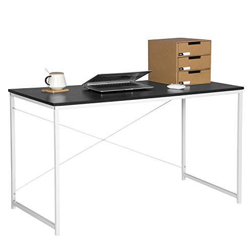 WOLTU Escritorio de Computadora Muebles de Oficina Mesa de PC Mesa de Oficina Ordenador con Diseño Industrial, Madera y Acero 120x60x70cm Negro+Blanco TSB08sz