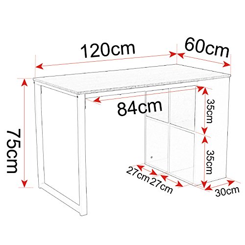 WOLTU Mesa Escritorio de Computadora Mesa de Oficina Mesa de Ordenador Portátil con 4 Estantes, Estructura de Acero 120x60x75cm Roble TSG26hei