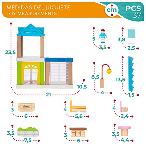 WOOMAX - Casa de muñecas modular 37 piezas (46443)