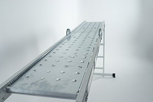 WORHAN® 4.6m Escalera Multiuso con 2 Plataformas de Acero Multifuncional Plegable Tijera Aluminio 2 Estabilizadores Bisagra Grande Nueva Generación Calidad Alta KS4.6+platforms