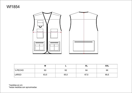 Work Team Chaleco Linea 8 Tipo Safari Combinado, Multibolsillos, Vivo Reflectante. Hombre Marino+Azafata M