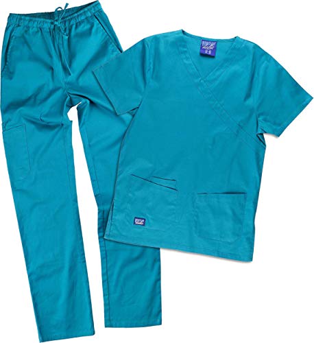 Work Team Conjunto Sanitario elástico. Casaca y Pantalón, Algodón Unisex Turquesa XL