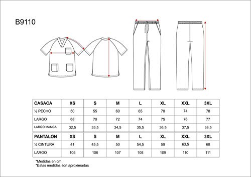 Work Team Uniforme Sanitario, con elástico y cordón en la Cintura, Casaca y Pantalon Unisex Blanco L