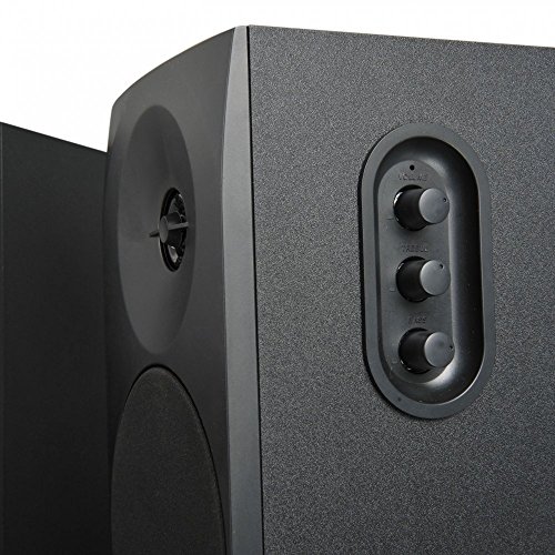 Woxter Dynamic Line 410 – Altavoces estéreo 2.0 Autoamplificados con 150W de potencia, Madera, Woofer de 4 pulgadas, 2 Tweeter, 3.5 mm, RCA, Control volumen, agudos, graves, Bookself Speakers, Negro