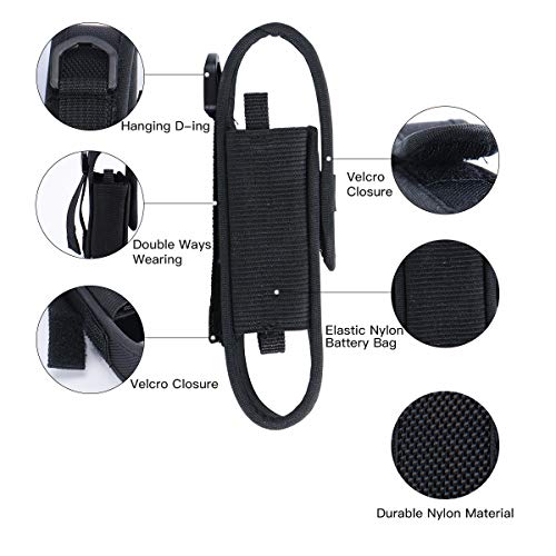 WUBEN Funda de Linterna, Bolsa de Seguridad para Linterna Escalable Bolsa de Cintura Nylon Negro 6"x1.2