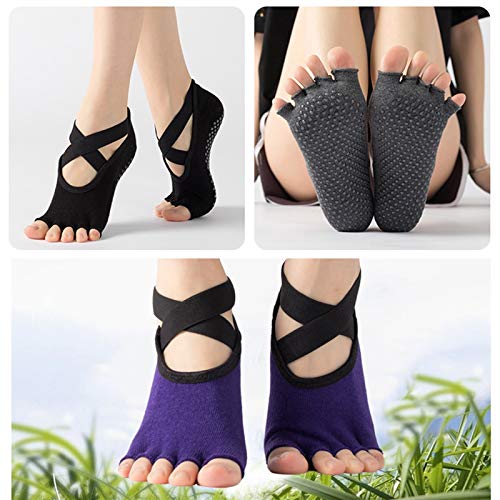 XCHJY Calcetines de Yoga Medicentos de Ciclismo Transpirables Antideslizantes sin Fisuras for Las Mujeres y Calcetines de Medias de los pies sin Deslizamiento for el Baile de Ballet (Color : Purple)