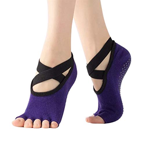 XCHJY Calcetines de Yoga Medicentos de Ciclismo Transpirables Antideslizantes sin Fisuras for Las Mujeres y Calcetines de Medias de los pies sin Deslizamiento for el Baile de Ballet (Color : Purple)