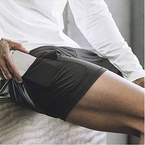 XDSP Pantalón Corto para Hombre,Pantalones Cortos Deportivos para Correr 2 en 1 con Compresión Interna y Bolsillo para Hombres (M)