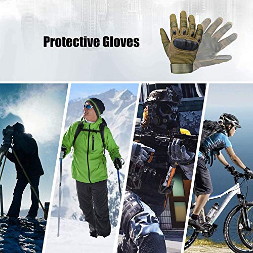 Xnuoyo Goma nudillo Duro Dedo Completo y Medio Dedo Guantes Guantes Protectores Guantes de Pantalla táctil para Motocicleta Ciclismo Caza Escalada Acampar Ejercito Verde L