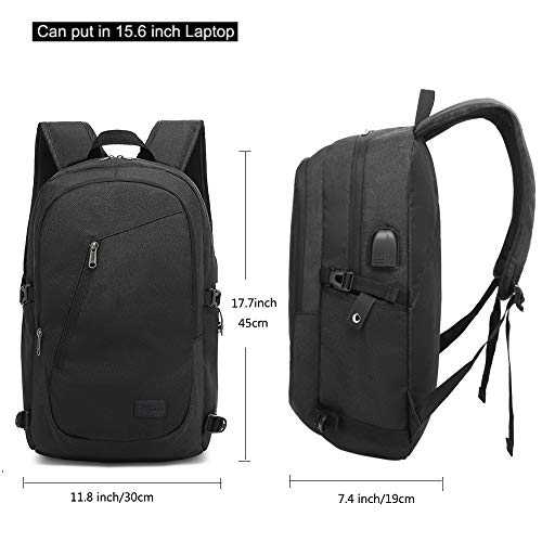 XQXA Mochila Antirrobo Impermeable,Mochila Portatil 15.6 Pulgadas Mochila Hombre con Puerto de Carga USB,Mochila Backpack para el Laptop para Ordenador del Negocio Trabajo Diario Viaje-Negro