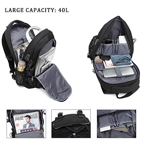 XQXA Mochila de viaje para ordenador portátil, 45 L, mochila duradera, apta para computadora de 17,3 pulgadas, mochilas de negocios para mujeres y hombres