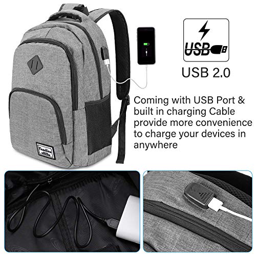 YAMTION Mochila para Ordenador Mochila Hombre con USB Puerto de Carga para Escolar Trabajo Viajes 35L