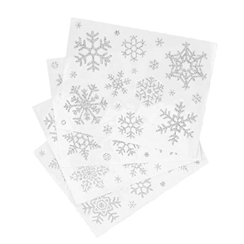 YeahiBaby Vinilos de Navidad para Ventana de Copo de Nieve Pegatinas de Navidad Adornos para Ventanas Pared (Plata) 4 Piezas