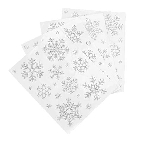 YeahiBaby Vinilos de Navidad para Ventana de Copo de Nieve Pegatinas de Navidad Adornos para Ventanas Pared (Plata) 4 Piezas