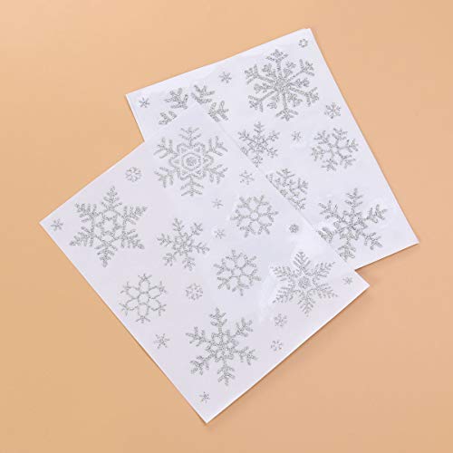 YeahiBaby Vinilos de Navidad para Ventana de Copo de Nieve Pegatinas de Navidad Adornos para Ventanas Pared (Plata) 4 Piezas