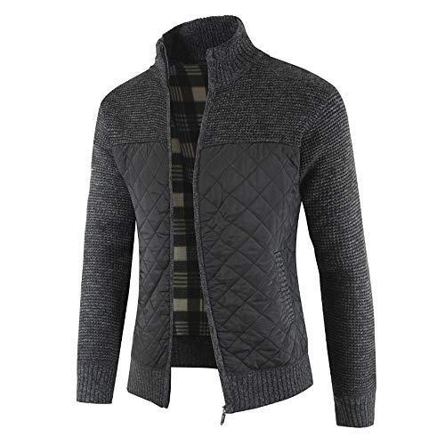 Yesmile Rebeca Hombre otoño Invierno Packwork Abrigo cálido de Manga Larga con Cremallera Cardigan de Punto Capa de Color Suave Abrigo Hombre Invierno Rebajas