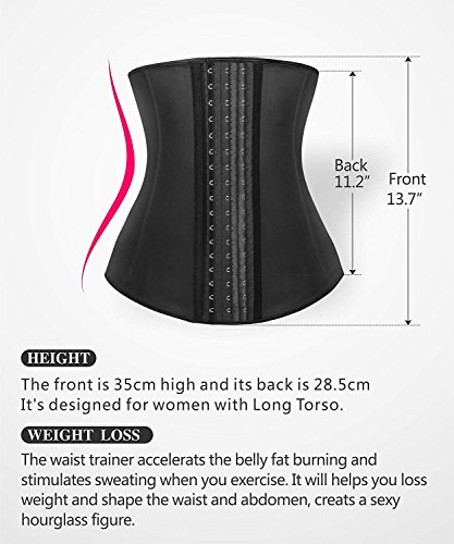 YIANNA Fajas Reductoras Adelgazantes Mujer Largo Torso Waist Trainer Trimmer Faja Reductora Cintura Postparto Colombiana Negro, 110288 Size L