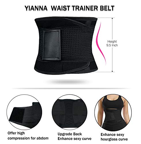 YIANNA Mujer Faja Reductora Abdominal Adelgazante Lumbar Fajas Reductoras Abdomen Adjustable para Deporte Fitness Negro,8003 Size S