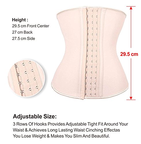 YIANNA Mujer Fajas Reductoras Adelgazantes Corsé de Cintura Cincher Corset Bustier de Cinturón Formación Body Shaper,UK-U37G-Beige-M