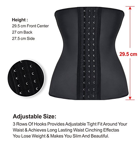 YIANNA Mujer Fajas Reductoras Corsé Waist Trainer Corset Reductor Adelgazante Bustiers de Cinturón Formación Negro,U37G Size 6XL