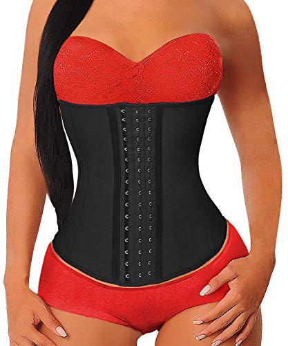 YIANNA Mujer Fajas Reductoras Corsé Waist Trainer Corset Reductor Adelgazante Bustiers de Cinturón Formación Negro,U37G Size 6XL