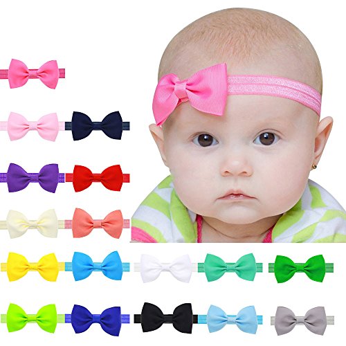 Yistu 17 pcs Bebé niños niñas Bowknot Mini diadema elástica venda