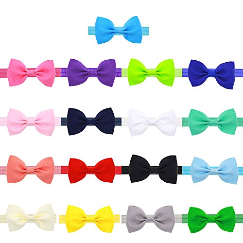 Yistu 17 pcs Bebé niños niñas Bowknot Mini diadema elástica venda