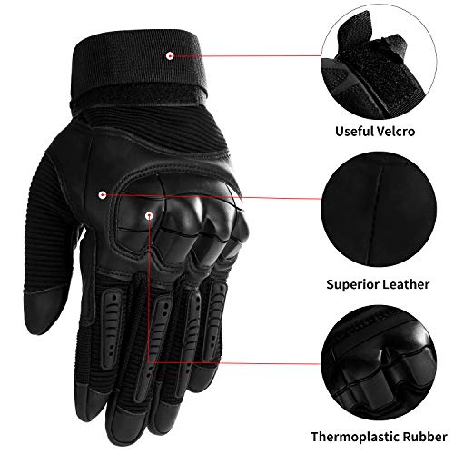 Yizhet Guantes de Moto Guantes Tácticos Pantalla Táctil Guantes Dedo Completo Antideslizante para Motocicleta Ciclismo Caza Escalada Acampar - Negro (L)